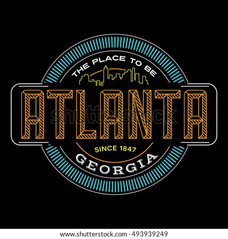 atlanta, georgia linear logo design for t shirts and stickers