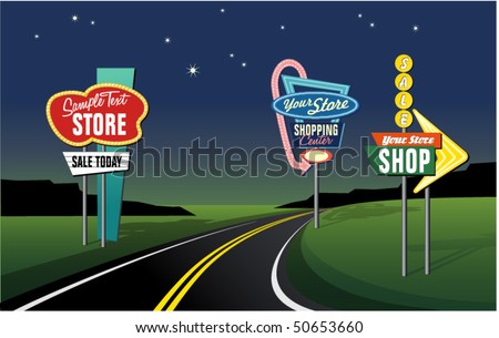 vintage roadside signs set 2