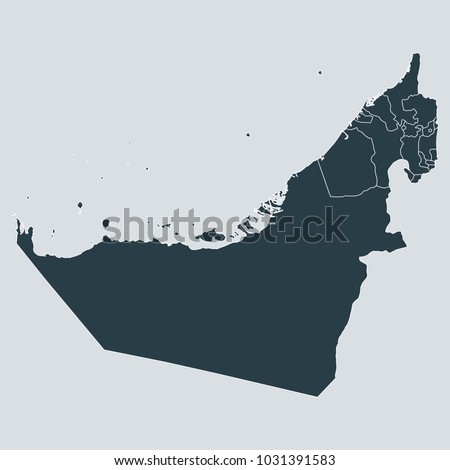 United Arab Emirates map on gray background vector, United Arab Emirates Map Outline Shape Gray on White Vector Illustration,
High detailed Gray illustration map United Arab Emirates.
