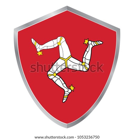 Shield with Flag of Isle of Mann.  vector illustration. 
white background. eps10.