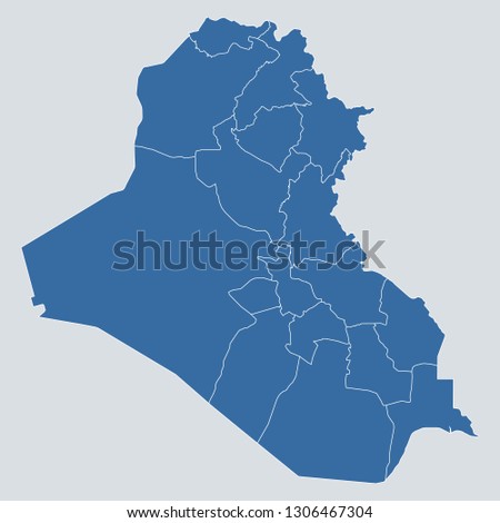 Iraq map on gray background vector, Iraq Map Outline Shape Blue on White Vector Illustration, High detailed Gray illustration map Iraq.