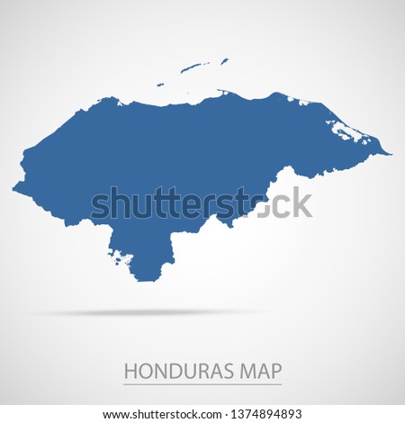 Honduras map. Blue Honduras map and Country name . Vector map on gray background. Symbol for your web site design map logo. app, ui, Travel vector eps10, concept Illustration.