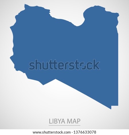 Libya map. Blue Libya map and Country name . Vector map on gray background. Symbol for your web site design map logo. app, ui, Travel vector eps10, concept Illustration.