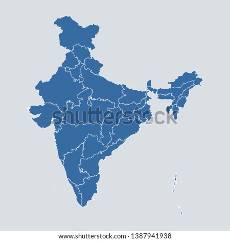 India map on gray background vector, India Map Outline Shape Blue on White Vector Illustration, High detailed Gray illustration map India. Symbol for your web site design map logo. app, ui, eps10.
