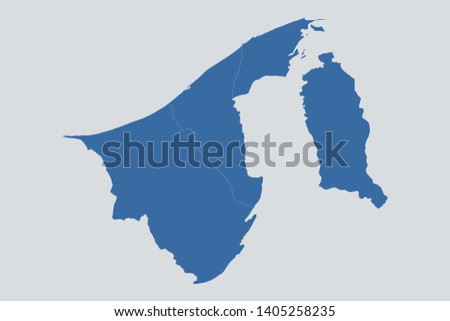 Brunei Darussalam map on gray background vector, Brunei Darussalam Map Outline Shape Blue on White Vector Illustration, Map of Asia. Symbol for your web site design map logo. app, ui, eps10.