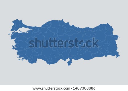 Turkey map on gray background vector, Czech Map Outline Shape Blue on White Vector Illustration, Map of Europe. Symbol for your web site design map logo. app, ui, eps10.