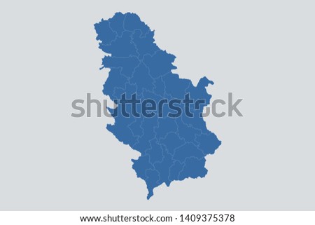 Serbia map on gray background vector, Serbia Map Outline Shape Blue on White Vector Illustration, Map of Europe. Symbol for your web site design map logo. app, ui, eps10.