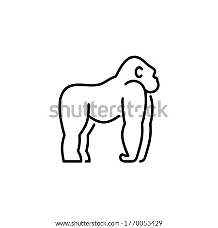 Gorilla vector icon. Monkey outline symbol. Wild animal, African savannah fauna. 