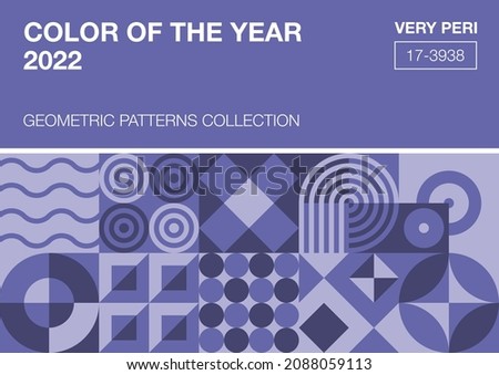 Color of the year 2022 - Very Peri, pantone 17-3938 vector illustration. Geometric patterns collection. 