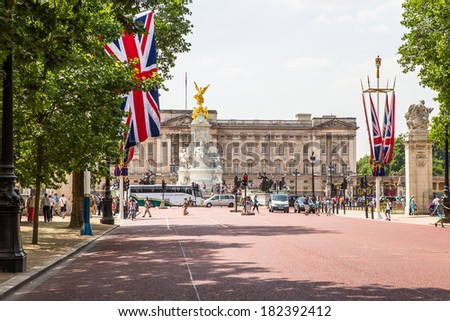 London, UK-July 12, Buckingham Palace-tourist attraction, July 12.2013 in London