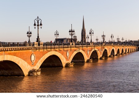 Bordeaux, France-July 17, Bordeaux Pont de Pierre, July 17.2014 in Bordeaux