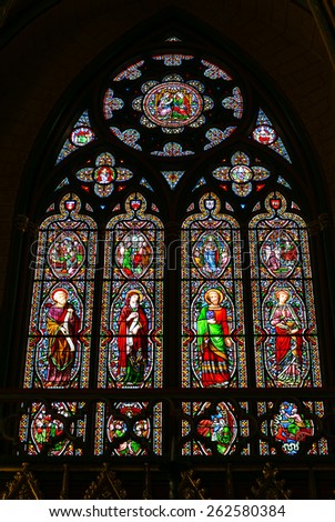 Bordeaux, France - July 18, stained glass cathedral in Bordeaux, July 18.2014 in Bordeaux