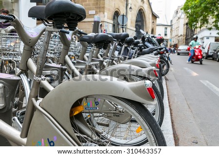Paris, France - July 10, bike rental in Paris, July 10, 2014 in Paris