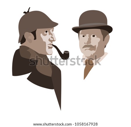 Detective Sherlock Holmes and Dr. Watson. Vector illustration.