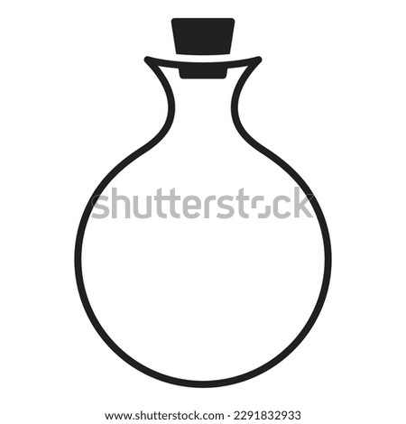 One line circle flask vector icon design. Science flat icon.
