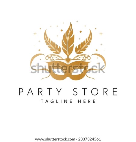 Party store vector logo design. Modern elegant party mask logo template.