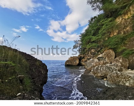 A place created for a holiday on the beach between the rocks in Trabzon Sürmene Çamburnu in the Black Sea. Stok fotoğraf © 