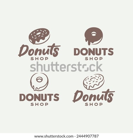 Hand drawn donuts logo design template set