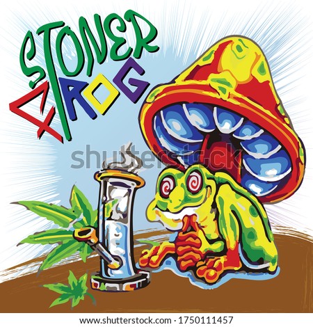 funny illustration of stoner frog.