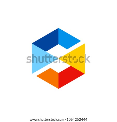 Square letter s cube colored technology logo