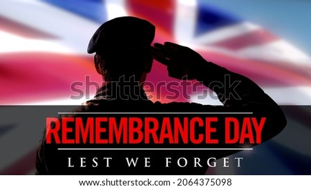 UK Union Jack Flag, British Flag Remembrance Day, Lest We Forget Salute Foto stock © 
