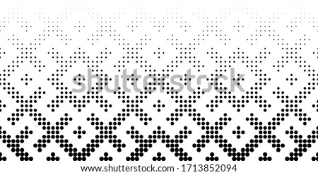 Seamless halftone vector background.Filled with black circles .Middle fade out. Based on Russian traditional ornament. 37 figures in height.