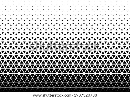 Seamless halftone vector background. Filled with black triangles. 40 figures in height.