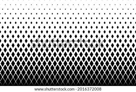 Seamless halftone vector background.Filled with black rhombuses .Rounded corners.