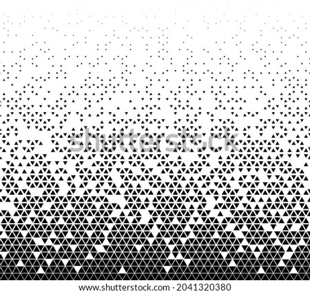 Halftone Vector Background.Filled With Black Triangles .Long Fade out. Randomly Collapsing.
