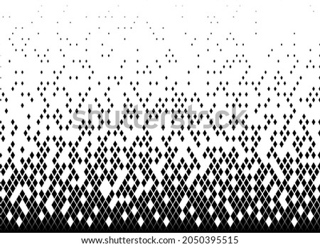 Vector background of halftones.Filled with black diamonds .Long attenuation. Arbitrary destruction.