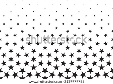 Seamless halftone vector background. Filled with black stars . Short fade out.