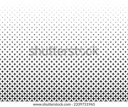 Geometric pattern based on stars on a white background.Seamless in one direction.Long fade out. 42 figures in height