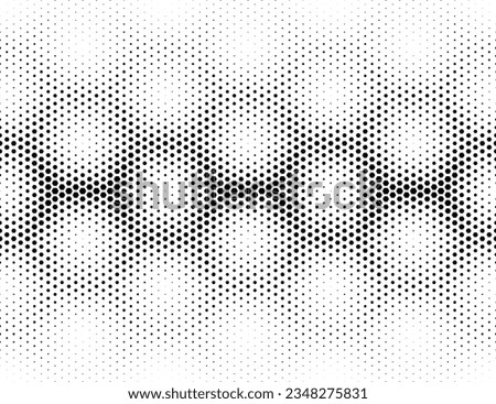 Disappearing seamless halftone vector background. Filled with black hexagones