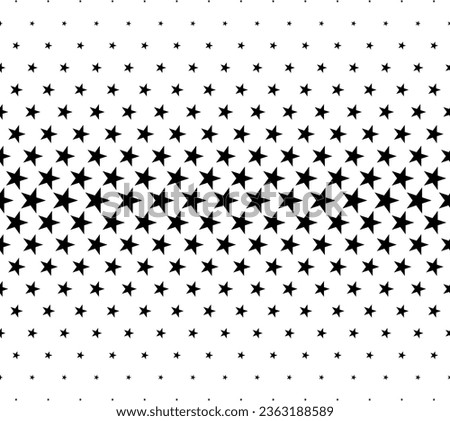 Seamless halftone vector background. Filled with black stars . Short fade out.