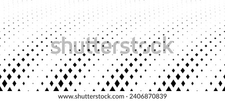 Geometric pattern of black rhombs on a white background. Seamless in one direction. Option with an average fade out. The radial grid