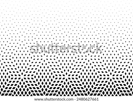 Geometric pattern of black diamonds on a white background.Seamless in one direction. Option with an Average fade out.The Scale transformation method.