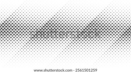 Geometric pattern of black triangles on a white background.Seamless in one direction.Option with an average fade out.The scale transformation method.