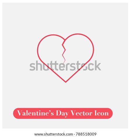 Flat Broken Heart Vector Icon