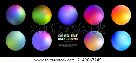 Circle holographic gradients set, buttons.