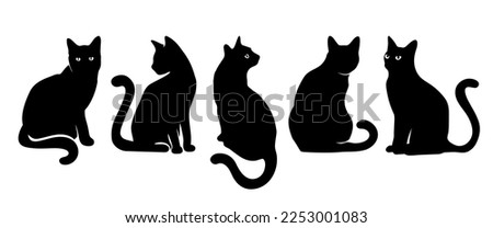 Cat silhouette vector set Isolated On White Background