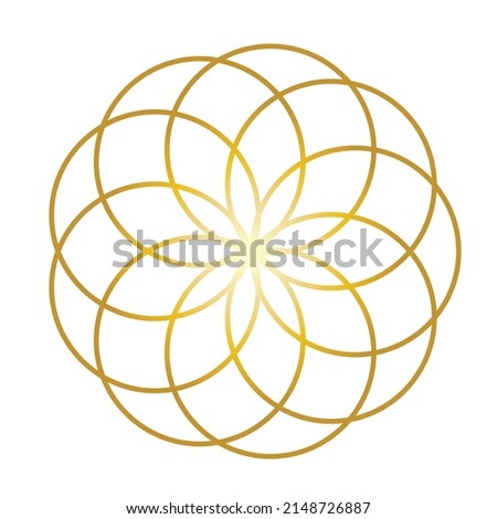 The Eternal Life Lotus - The Perpetual Life Source Code - Lotus of Life - Flower of life gold symbol isolated on white background. Foto d'archivio © 