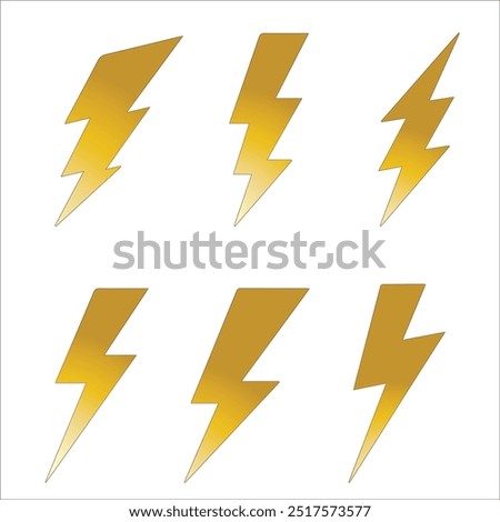 Electric lightning bolt, abstract energy symbol and danger sign, flash alert isolated on white background.