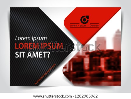 Red and Black Presentation Cover. Horizontal Marketing Template Design for Widescreen. A4 Size.