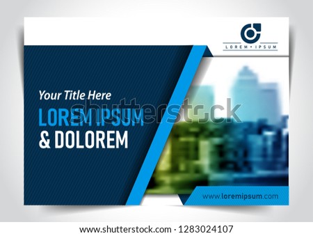 Blue Cover Page or Screen Layout. Editable Horizontal Template Design for Presentation, Company Profile, Annual Report, Proposal , Magazine or Widescreen . A4 Scale Size. Vector Business Concept.