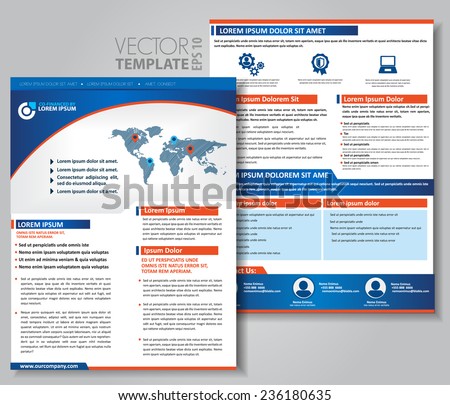 Vector brochure, flyer, magazine cover & poster template. Two ( 2 ) Sides. Back and Front.