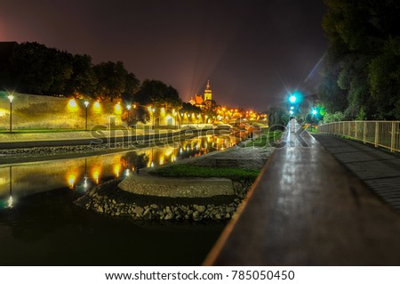 City of rivers at night, Gy?r, Hungary Stock fotó © 