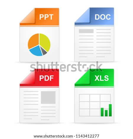 Filetype format icons - ppt, doc, pdf, xls