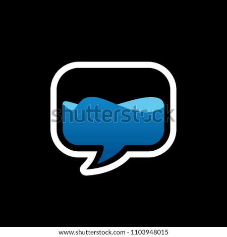 Chat or Talk Symbol, Bubble Speech and Flowing Water Logo Design, Vector Illustration