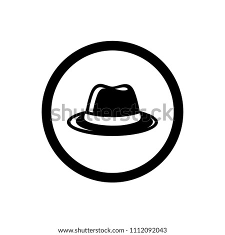 Fedora Hat Symbol, and Circle Outline, Icon Concept, Vector Logo Design