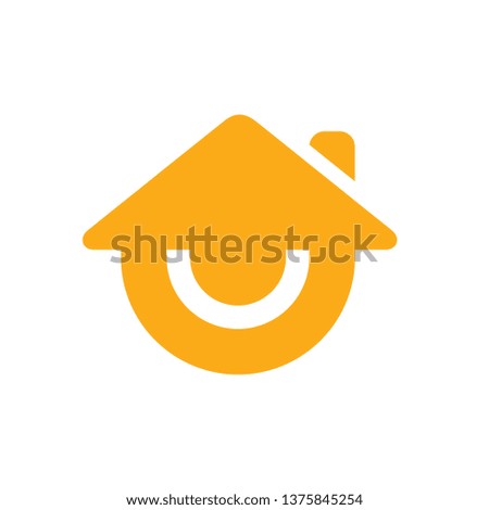 Smile house or smiling home logo, vector icon design, stay home flat vector sign
